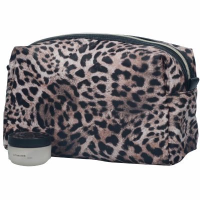 Monogrammed Leopard Skin Cosmetic Pouch